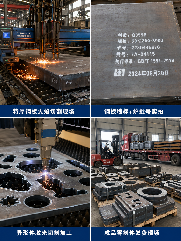特厚钢板切割加工|Q355B/Q355D钢板零割下料厂家